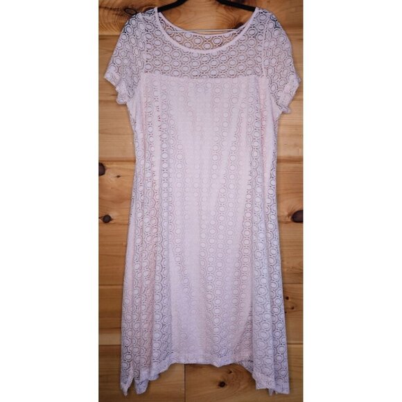 Lane Bryant Womens Plus Size 14/16 Pale Pink Lace Knee Length Short Sleeve Dress - Picture 3 of 10